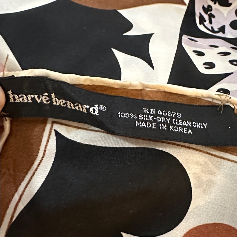 Vintage Harve Bernard 100% Silk Black & Brown &
Dice and Card Suit Pattern Scarf - Picture 5 of 6